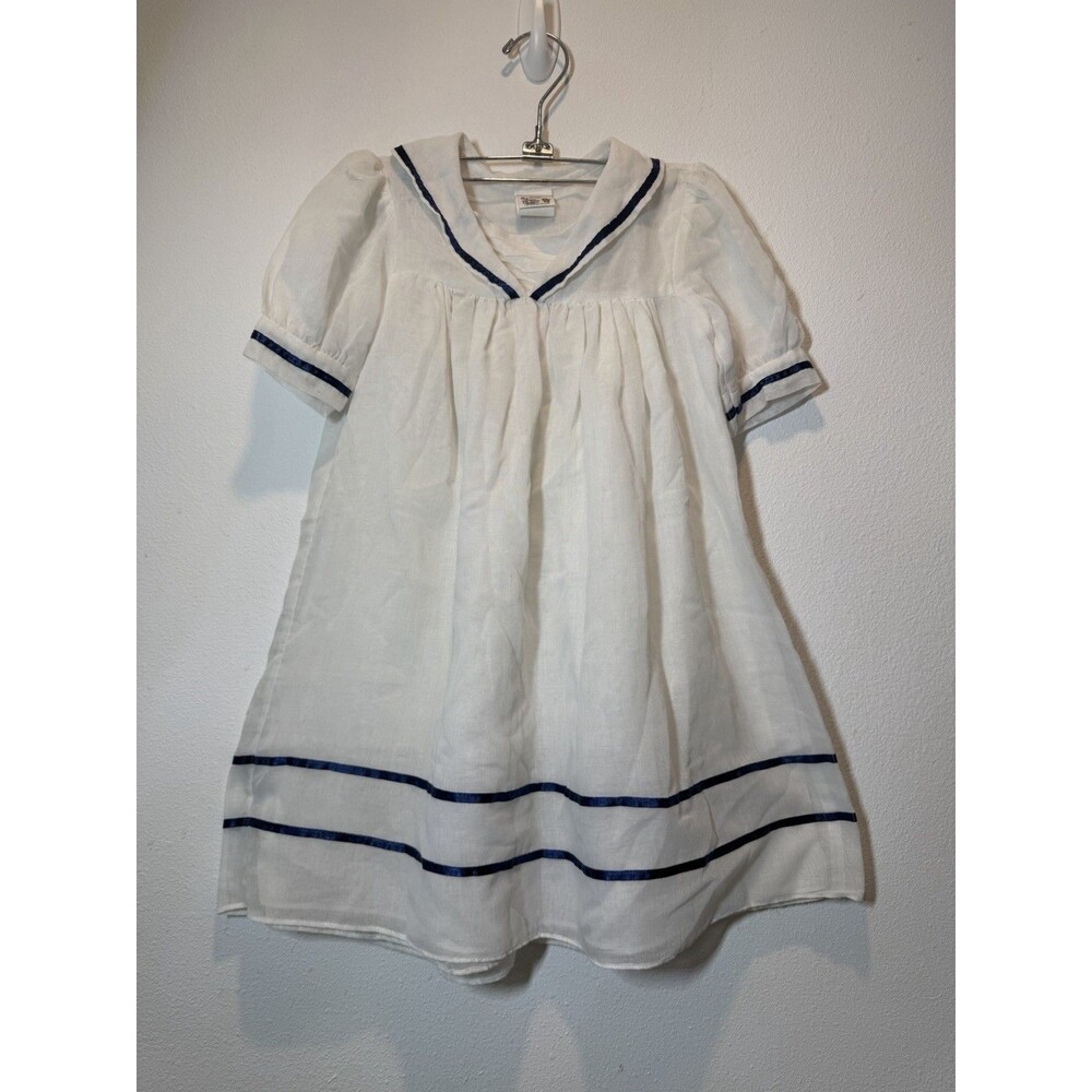 Walt Disney World Winnie The Pooh Pinafore White Sailor Dress Vintage girls
